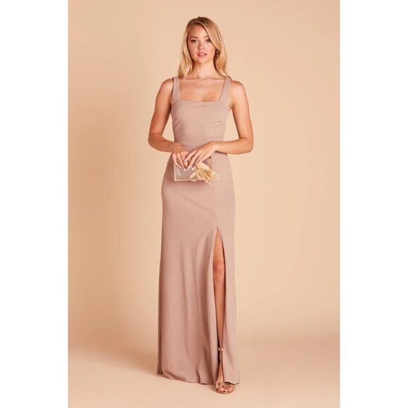 Birdy Grey Alex Convertible Crepe Taupe Maxi Formal Bridesmaid Dress Large NWT - Picture 2 of 16